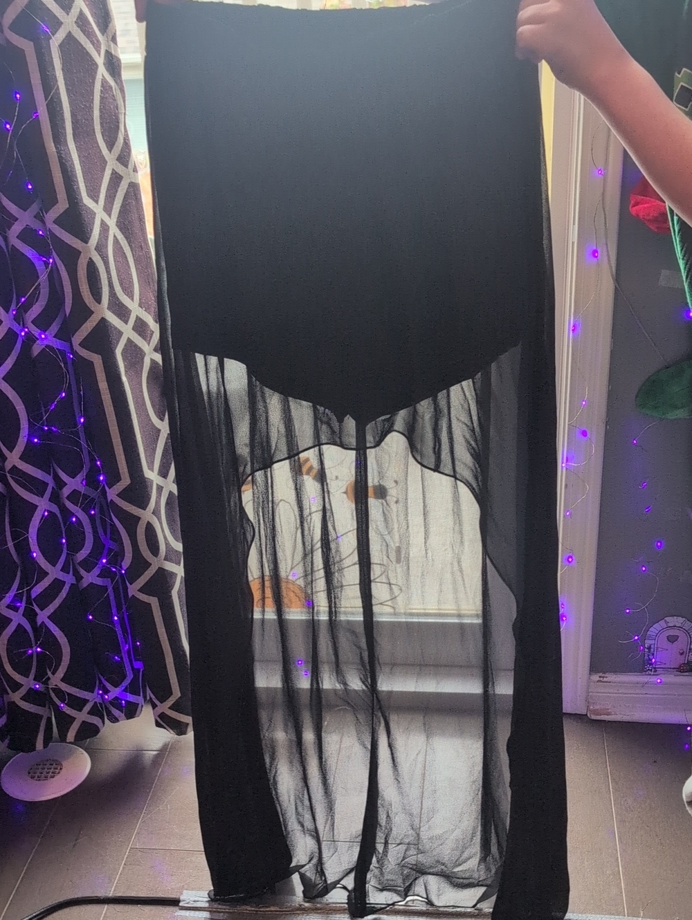 Women's Black Sheer Hi-Low A-Line Skirt